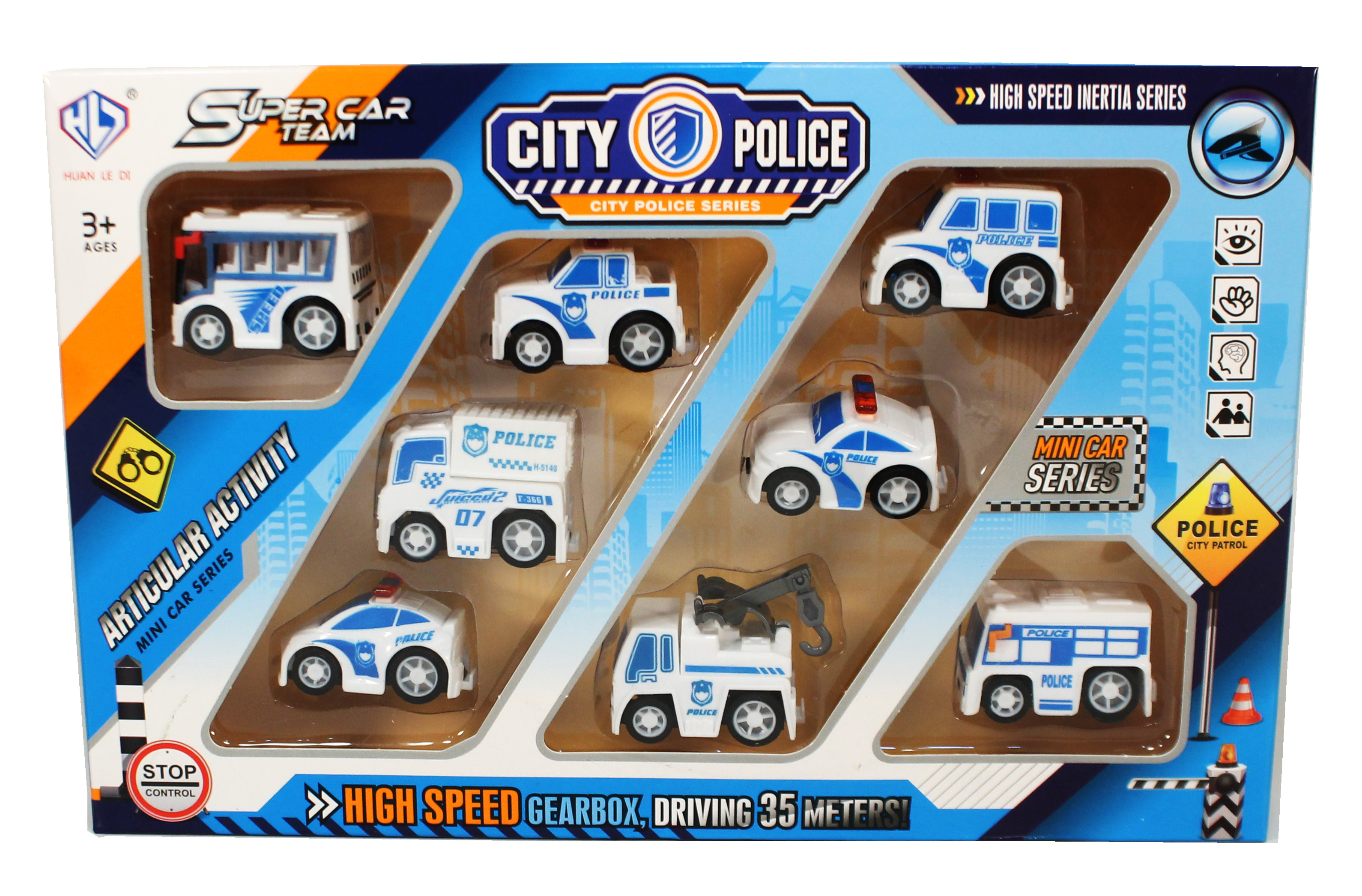 ^Mobil Polisi 8 pcs City Police Box Wind @96