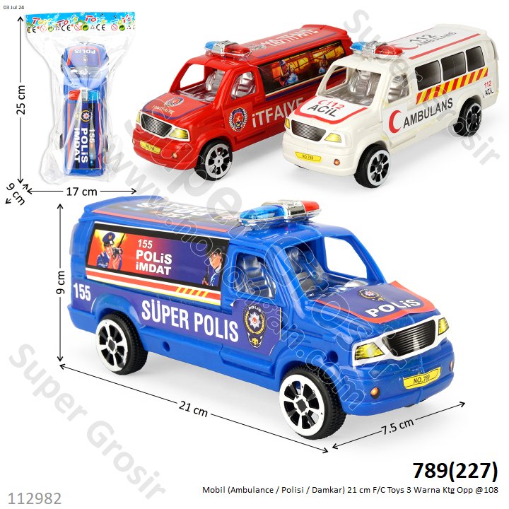Mobil (Ambulance / Polisi / Damkar) 21 cm F/C Toys Ktg Opp @108