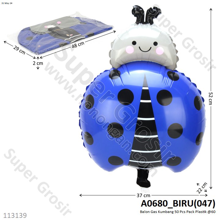 Balon Gas Kumbang 50 Pcs Pack Plastik @60