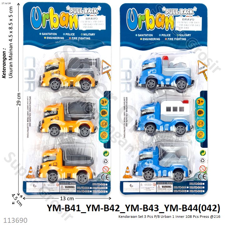 Truk Set 3 Pcs Konstruksi / Polisi P/B Urban 1 Inner 108 Pcs Press @216