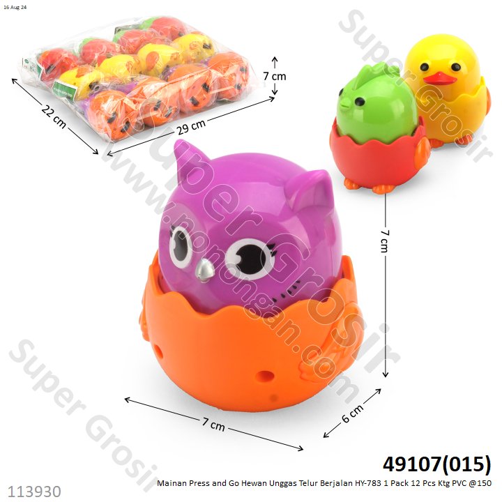 Press and Go Telur Unggas Berjalan HY-783 1 Pack 12 Pcs Ktg PVC @150