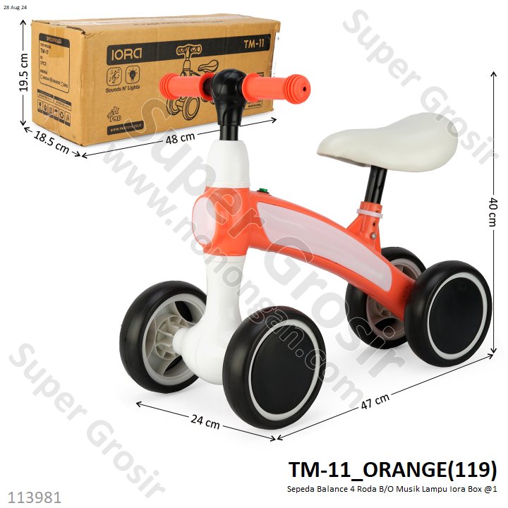 Tunggangan Sepeda Balance Bike 4 Roda B/O Musik Lampu Iora Box @1