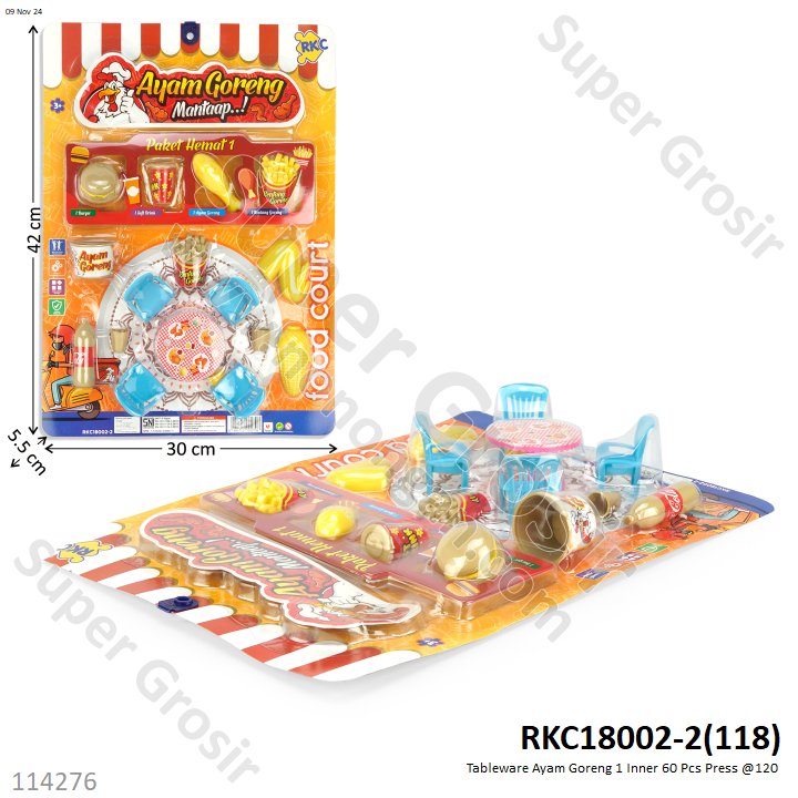 Kedai Makanan Meja Makan dan Makanan Ayam Goreng 1 Inner 60 Pcs Press @120