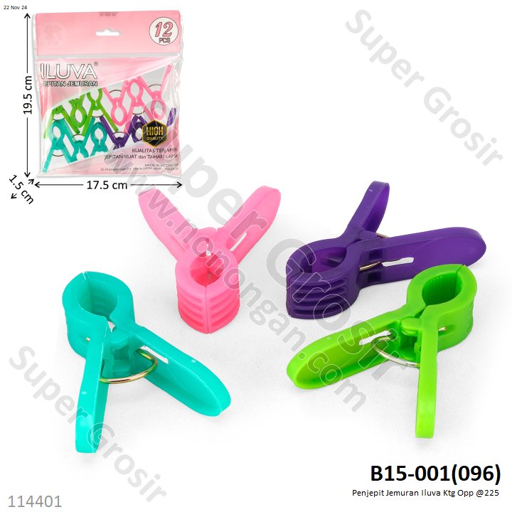 Penjepit Jemuran 12 Pcs Iluva B15-001 Ktg Opp @225
