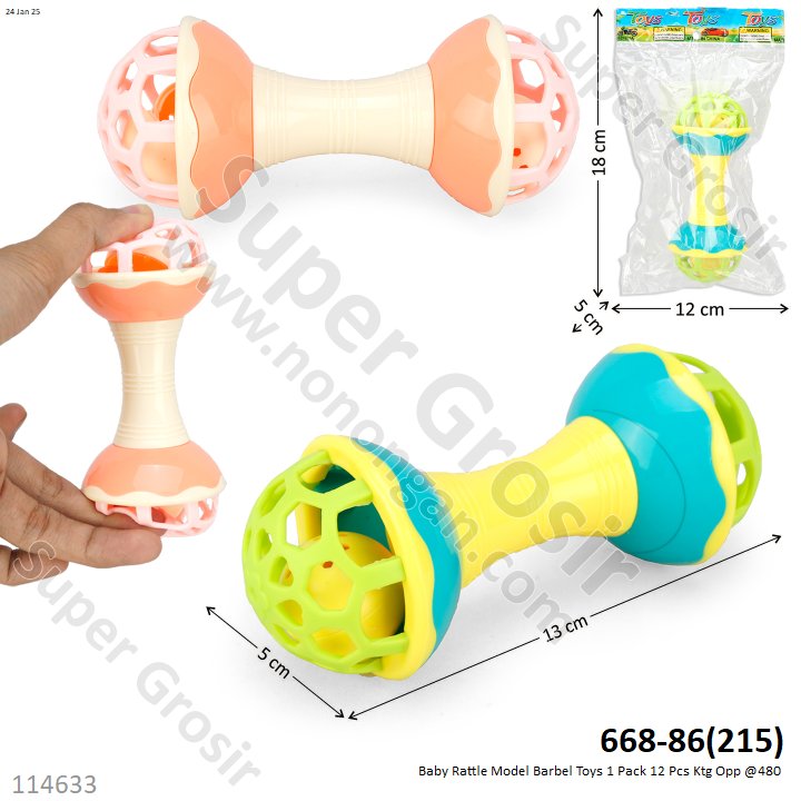 Baby Rattle Model Barbel Toys 668-86 1 Pack 12 Pcs Ktg Opp @480