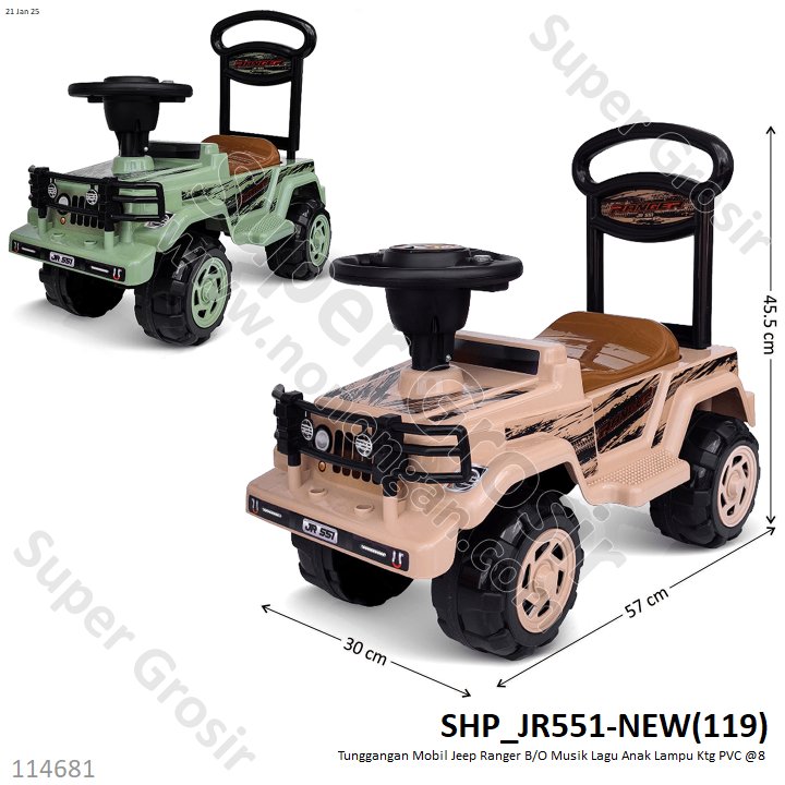 Tunggangan Mobil Jeep Ranger B/O Musik Lagu Anak Lampu Ktg PVC @8