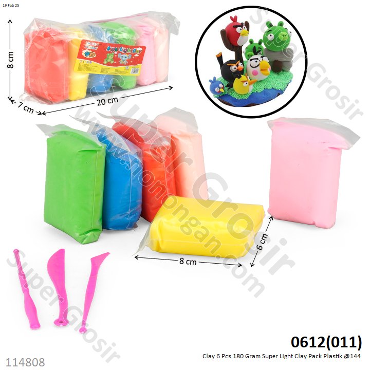 Clay 6 Pcs 180 Gram Super Light Clay ZBL-30G-4_0612 Pack Plastik @144