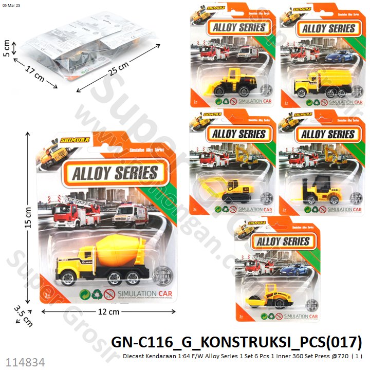 Diecast Kendaraan 1:64 F/W Alloy Series 1 Set 6 Pcs 1 Inner 360 Pcs Press @720