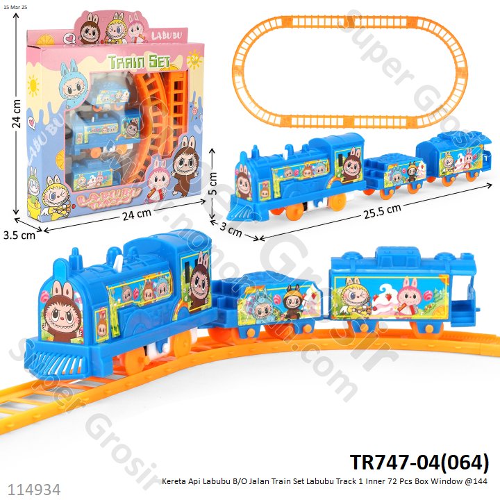 Kereta Api Labubu B/O 3 Gerbong Jalan Train Set Labubu Track TR787-04 1 Inner 72 Pcs Box Window @144