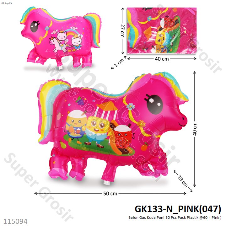 Balon Gas Kuda Poni 50 Pcs Pack Plastik @60