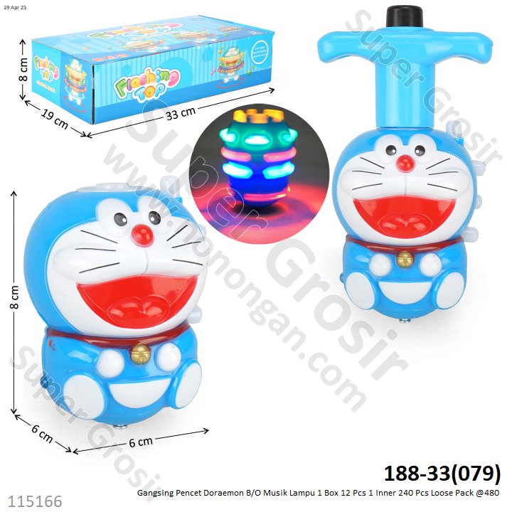 Gangsing Pencet Doraemon B/O Musik Lampu 1 Box 12 Pcs 1 Inner 240 Pcs Loose Pack @480