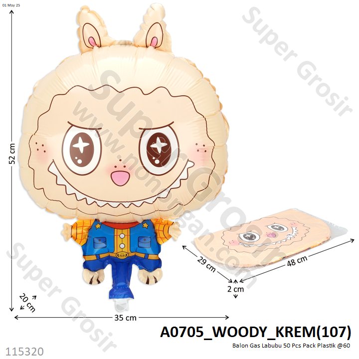 Balon Gas Labubu 50 Pcs Pack Plastik @60