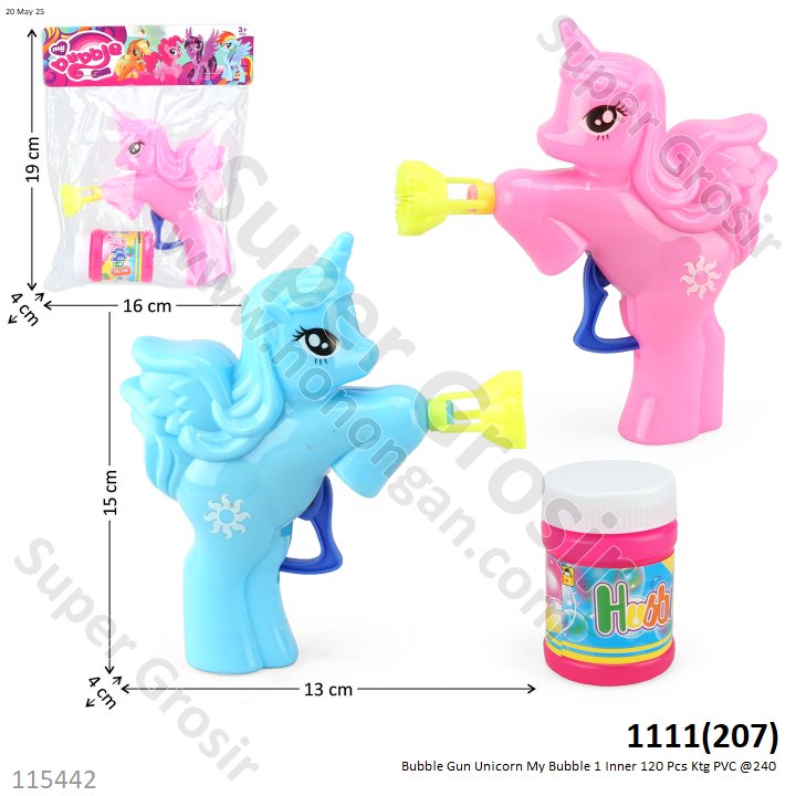 Bubble Gun Unicorn My Bubble 1 Inner 120 Pcs Ktg PVC @240