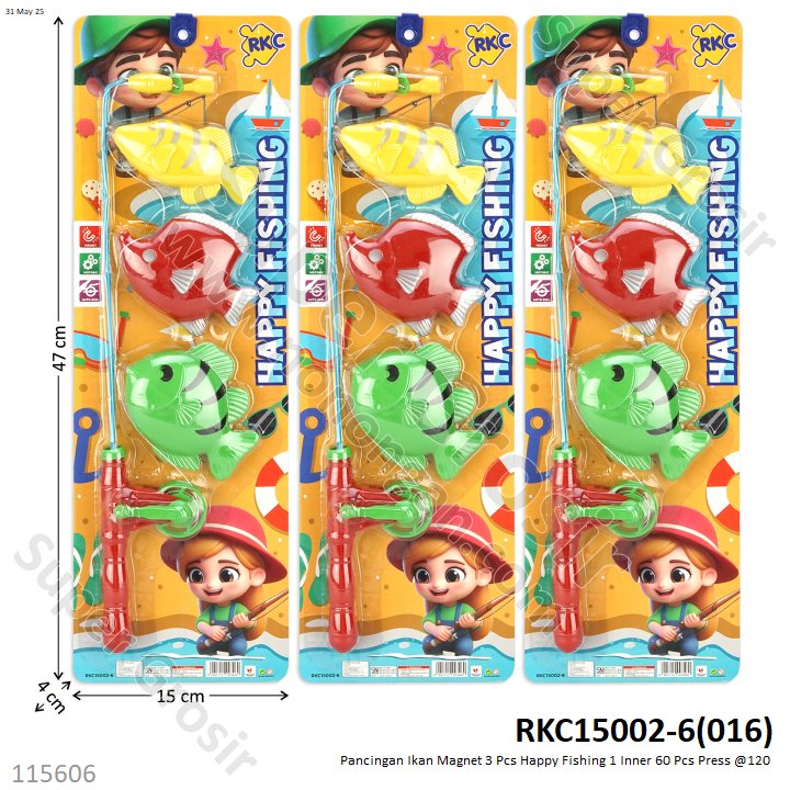 Pancingan Ikan 3 Pcs Magnet Happy Fishing 1 Inner 60 Pcs Press @120
