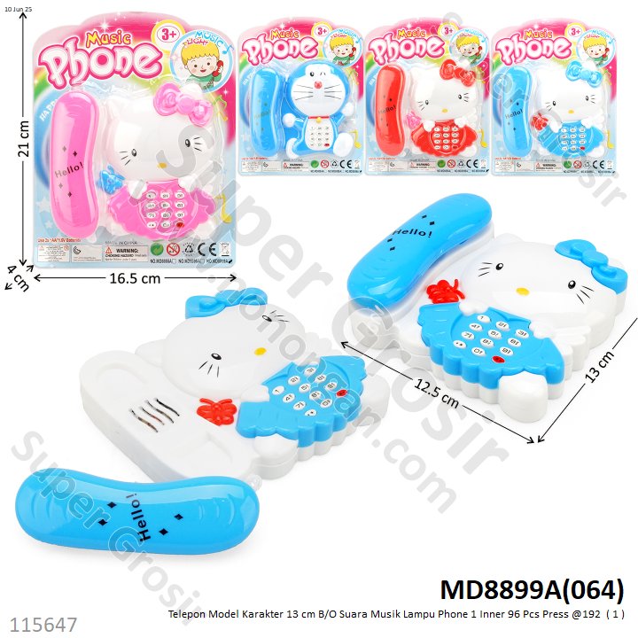 Telepon Model Karakter 13 cm B/O Suara Musik Lampu Phone 1 Inner 120 Pcs Press @240