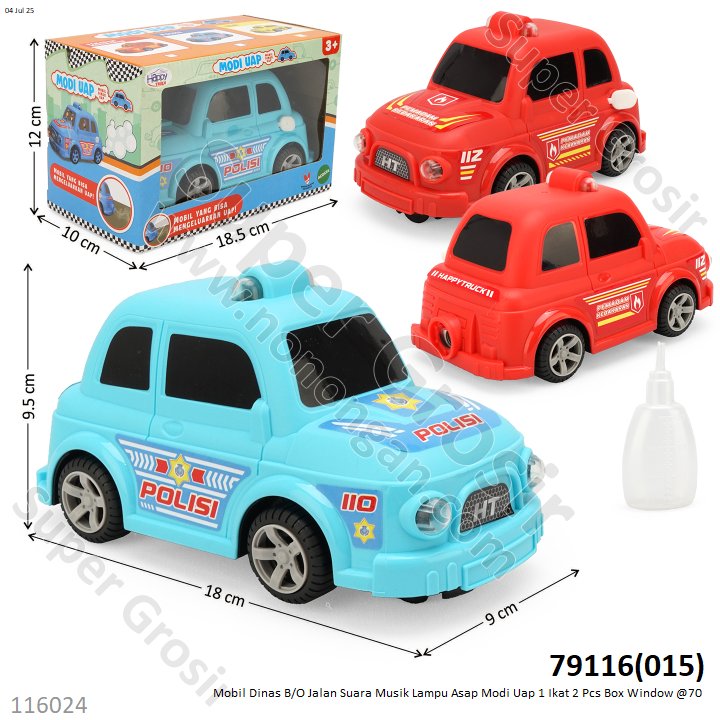 Mobil Dinas B/O Jalan Suara Musik Lampu Asap Modi Uap 1 Ikat 2 Pcs Box Window @70