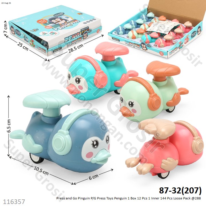 Mainan Press and Go Pinguin P/G Press Toys Penguin 1 Box 12 Pcs 1 Inner 144 Pcs Loose Pack @288