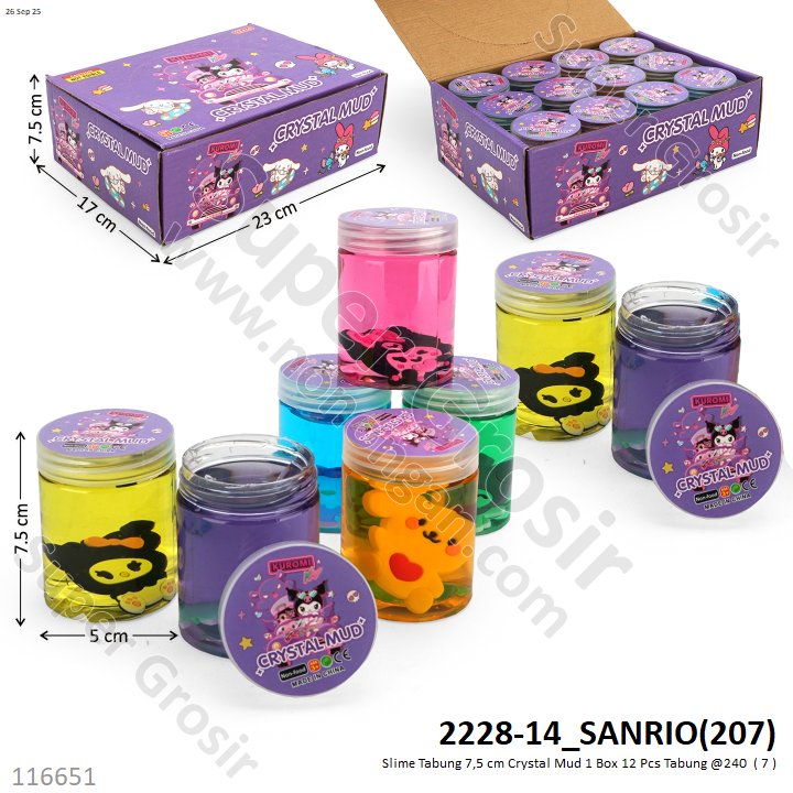 Slime Tabung 7,5 cm Crystal Mud 1 Box 12 Pcs Tabung @240