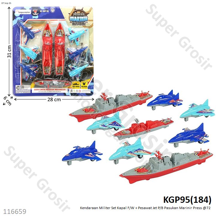 Kendaraan Militer Set Kapal F/W + Pesawat Jet P/B Pasukan Marinir Press @72