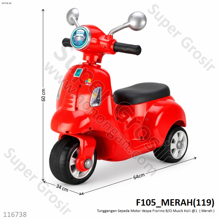 Tunggangan Sepeda Motor Vespa Fiorino B/O Musik Koli @1