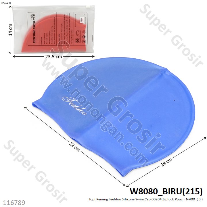 Topi Renang Feeldoo Silicone Swim Cap 00204 Ziplock Pouch @400