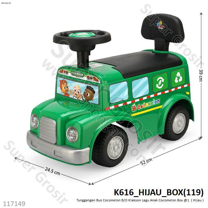 Tunggangan Bus Cocomelon Sandaran B/O Klakson Lagu Anak Cocomelon Koli @1