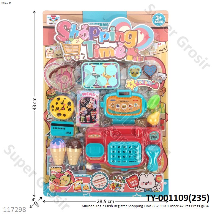 Mainan Kasir Cash Register Shopping Time TY-001109 1 Inner 42 Pcs Press @84