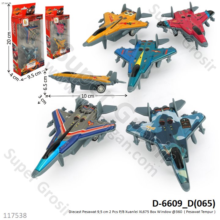 Diecast Pesawat 9,5 cm 2 Pcs P/B Xuanlei XL675 Box Window @360