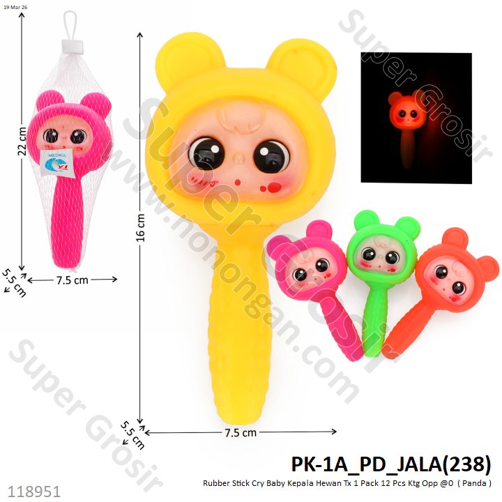Rubber Stick Cry Baby Kepala Hewan Rubber / Tx 1 Box 12 Pcs Loose Pack @144
