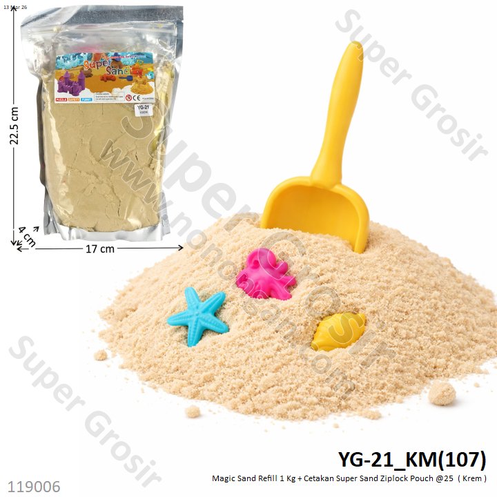 Magic Sand Refill 1 Kg + Cetakan Super Sand Ziplock Pouch @25