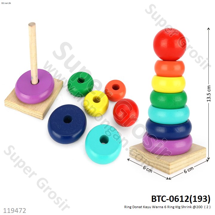 Ring Donat Kayu Warna 6 Ring Ktg Shrink @200