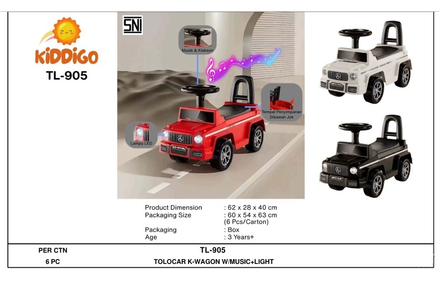 Tunggangan Mobil B/O Musik Lampu Kiddigo Ride On Car Koli @1