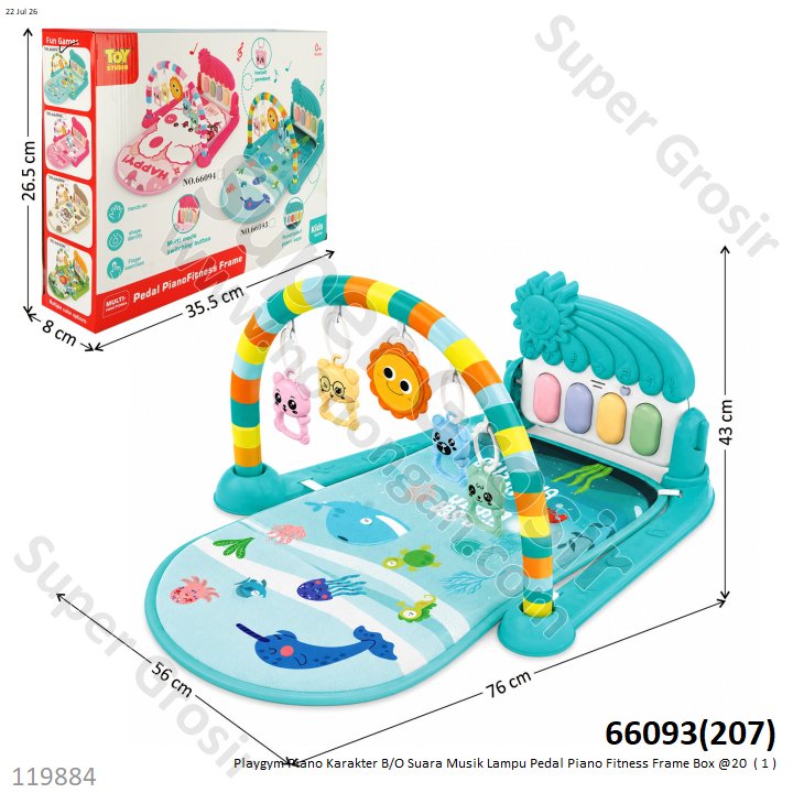 Playgym Piano Karakter B/O Suara Musik Lampu Pedal Piano Fitness Frame Box @20