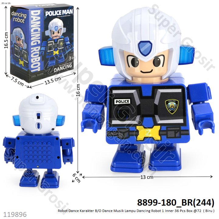 Robot Dance Karakter B/O Dance Musik Lampu Dancing Robot 1 Inner 36 Pcs Box @72