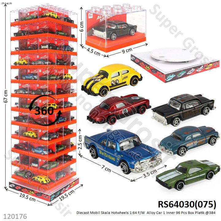 Diecast Mobil Skala Hotwheels 1:64 F/W  Alloy Car 1 Inner 96 Pcs Box Plastik @384