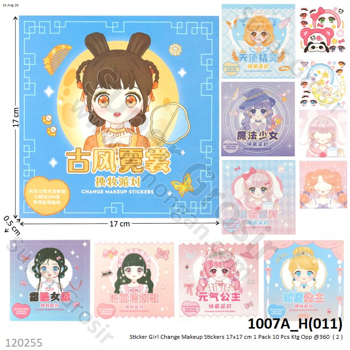 Sticker Girl Change Makeup Stickers 17x17 cm 1 Pack 10 Pcs Ktg Opp @360