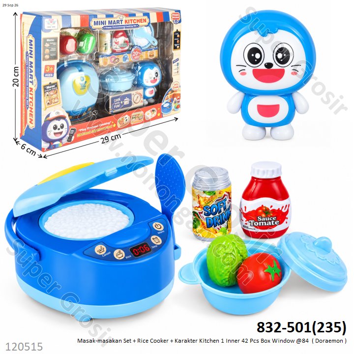Masak-masakan Set + Rice Cooker + Karakter Kitchen 1 Inner 42 Pcs Box Window @84