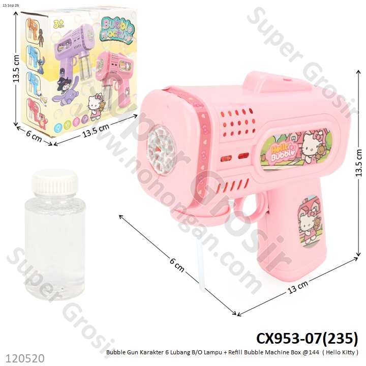 Bubble Gun Karakter 6 Lubang B/O Lampu + Refill Bubble Machine Box @144