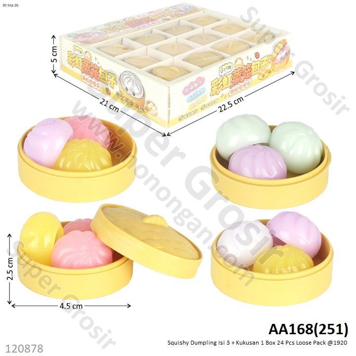 Squishy Dumpling Isi 3 + Kukusan 1 Box 24 Pcs Loose Pack @1920