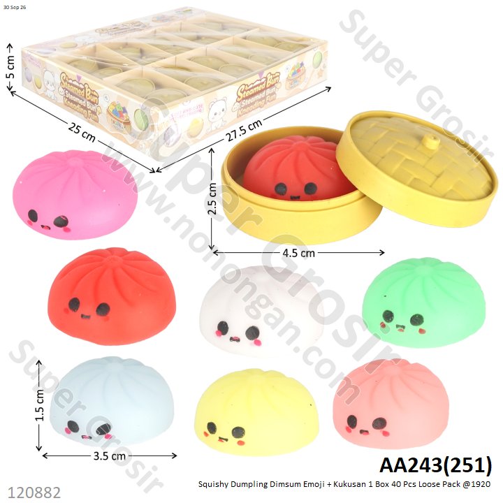 Squishy Dumpling Dimsum Emoji + Kukusan 1 Box 40 Pcs Loose Pack @1920