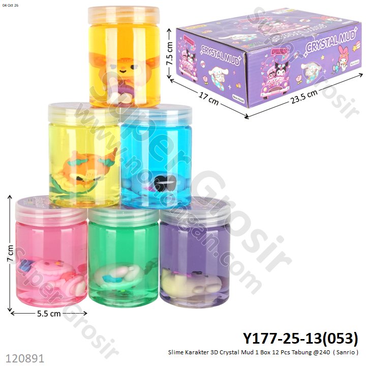 Slime Karakter 3D Crystal Mud 1 Box 12 Pcs Tabung @240