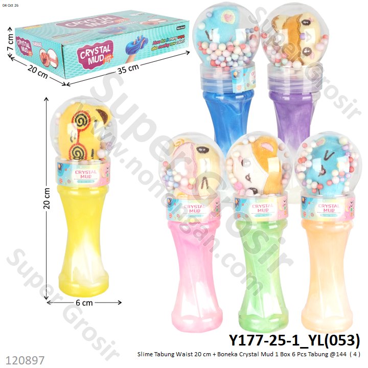Slime Tabung Waist 20 cm + Boneka Crystal Mud 1 Box 6 Pcs Tabung @144
