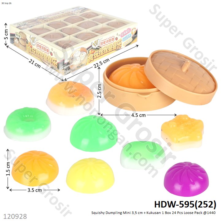 Squishy Dumpling Mini 3,5 cm + Kukusan 1 Box 24 Pcs Loose Pack @1440