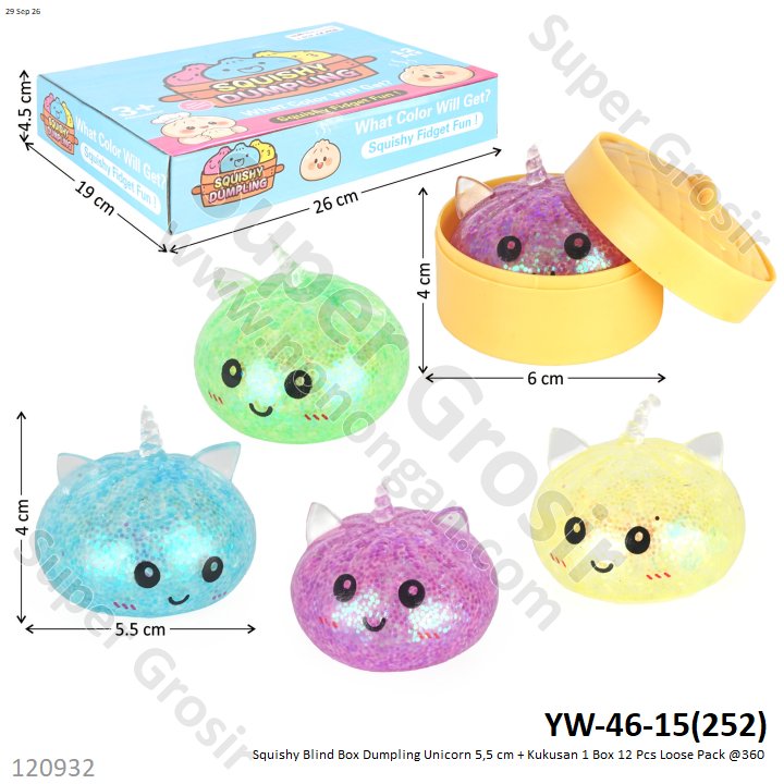 Squishy Blind Box Dumpling Unicorn 5,5 cm + Kukusan 1 Box 12 Pcs Loose Pack @360