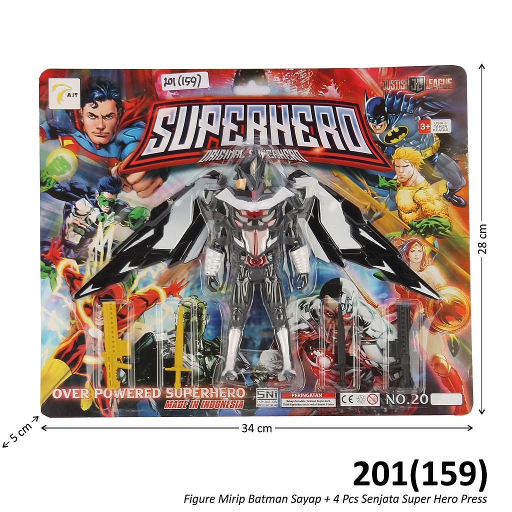 Figure Batman Sayap Set + 4 Senjata Super Hero Press @150