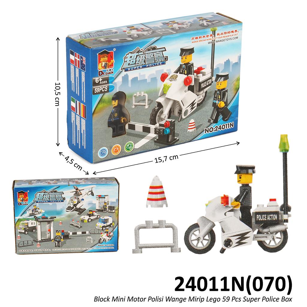 Mini Block Sepeda Motor Polisi Set Wange 59 Pcs Super Police Dr. Luck Box @0