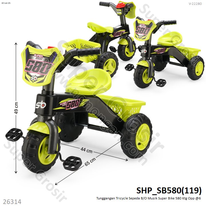 Tunggangan Sepeda Roda 3 B/O Musik Super Bike 580 Ktg Opp @6
