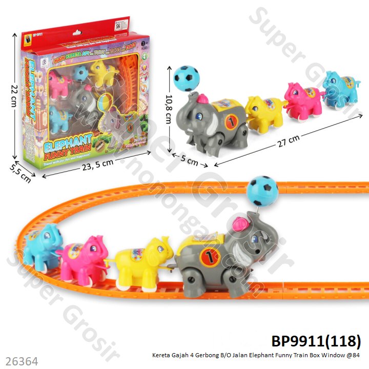 Kereta Hewan 4 Gerbong B/O Jalan Karakter Funny Train Box Window @84