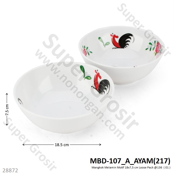 Mangkok Melamin Motif 18x7,5 cm Loose Pack @136