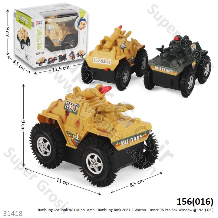 Tumbling Car Tank B/O Jalan Lampu Tumbling Tank 2061 1 Inner 96 Pcs Box Window @192
